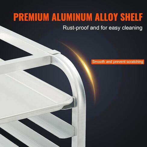 Happybuy 10-Tier Bun Pan Rack, 26" L x 20.3" W x 39" H, Aluminum Bakery Storage Trolley with Brake Wheels, Commercial Speed Rack for Home & Kitchen, Bread Baking Equipment in Saudi Arabia
