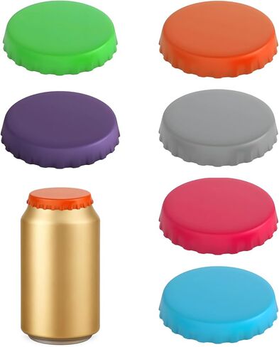Soda Can Lids – 6 Pack Reusable Silicone Can Covers, Pop Can Lids Fits Standard Cans, Soda Can Saver, Can Toppers for Soda, Beer, Beverage (Assorted, BPA-Free) in Kuwait
