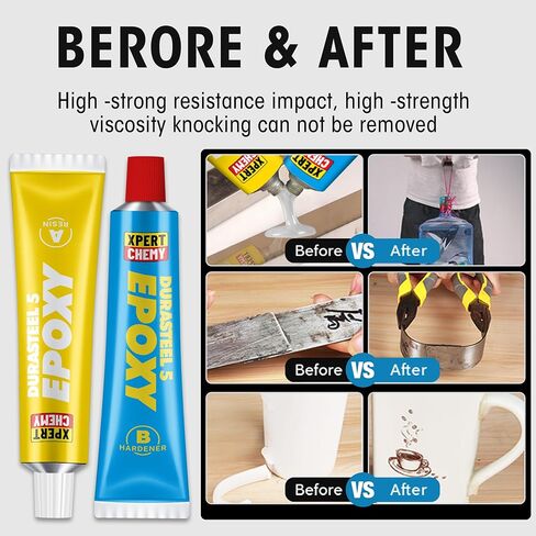 صمغ إيبوكسي مكون من جزأين، لاصق إيبوكسي لمدة 5 دقائق، علاج سريع للجولف، الخشب والبلاستيك والمعادن وما إلى ذلك، مقاوم للماء وقوة إضافية، مقاوم لدرجات الحرارة العالية، 2 × 20 جرام، شفاف in Kuwait