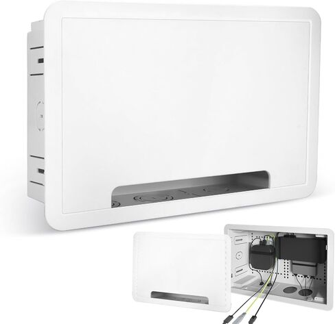 صندوق وسائط حائطي مقاس 9 بوصات - حاوية مجوفة لإخفاء الأسلاك لأجهزة Apple وRoku وFire TV | منظم كابل منظم مع تهوية | لا حاجة للحفر لتركيب الأقواس in Kuwait