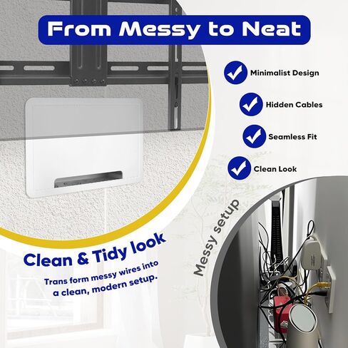 صندوق وسائط حائطي مقاس 9 بوصات - حاوية مجوفة لإخفاء الأسلاك لأجهزة Apple وRoku وFire TV | منظم كابل منظم مع تهوية | لا حاجة للحفر لتركيب الأقواس in Kuwait
