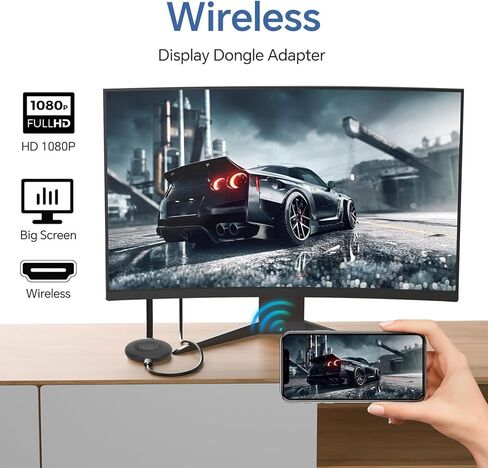 Yunseity 4K Wireless Display Adapter, 1080P HD Wireless Streaming Media Dongle with Dual Band WiFi and Screen Mirroring, for Android for iOS for Wins TV Projector in Saudi Arabia