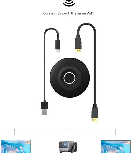 Yunseity 4K Wireless Display Adapter, 1080P HD Wireless Streaming Media Dongle with Dual Band WiFi and Screen Mirroring, for Android for iOS for Wins TV Projector in Saudi Arabia