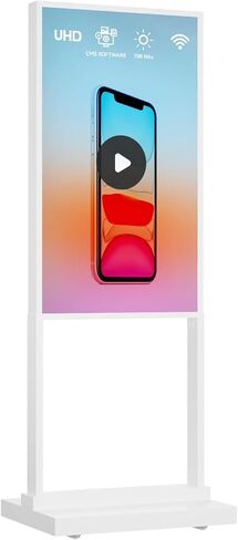 كشك لافتات رقمية مقاس 55 بوصة، 700 شمعة في المتر المربع، شاشة إعلانية فائقة السطوع بدقة 4K UHD، ملصق رقمي قائم على الأرض لعرض البيع بالتجزئة وعرض المعرض التجاري، محرر محتوى ويب مجاني Android USB/HDMI in Kuwait