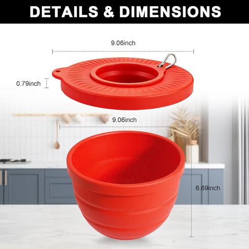 بطانات سيليكون قابلة للطي برأس مائل 4.5 لتر لخلاط حامل مساعد المطبخ، وبطانات وعاء سيليكون مع أغطية، وإكسسوارات وملحقات مساعدات المطبخ للخبز والطهي (قطعة واحدة باللون الأحمر) in Kuwait