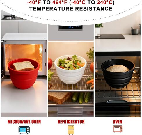 بطانات سيليكون قابلة للطي برأس مائل 4.5 لتر لخلاط حامل مساعد المطبخ، وبطانات وعاء سيليكون مع أغطية، وإكسسوارات وملحقات مساعدات المطبخ للخبز والطهي (قطعة واحدة باللون الأحمر) in Kuwait