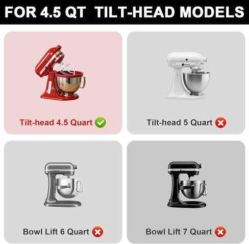 بطانات سيليكون برأس مائل 4.5 لتر لخلاط حامل مساعد المطبخ، وبطانات وعاء سيليكون مع أغطية، وإكسسوارات مساعدات المطبخ وملحقات الخبز والطهي (قطعة واحدة باللون الأحمر) in Kuwait