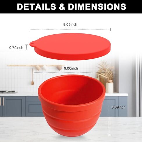 بطانات سيليكون برأس مائل 4.5 لتر لخلاط حامل مساعد المطبخ، وبطانات وعاء سيليكون مع أغطية، وإكسسوارات مساعدات المطبخ وملحقات الخبز والطهي (قطعة واحدة باللون الأحمر) in Kuwait