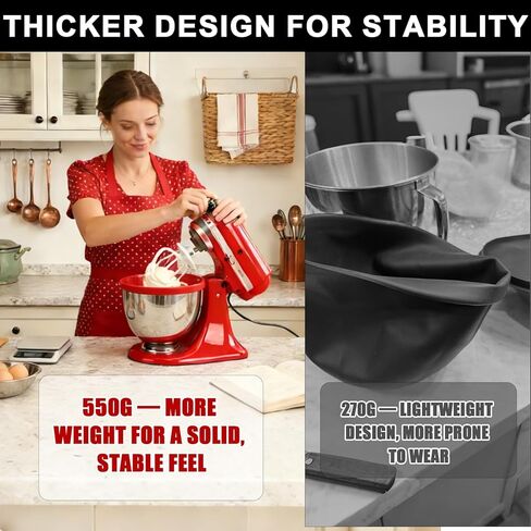 4.5 Qt Foldable Tilt-Head Silicone Liners for kitchenaid Stand Mixer, Silicone Bowl Liners with Lids, Kitchen Aid Accessories and Attachments for Baking and Cooking (3pcs Black+Red+White) in Saudi Arabia