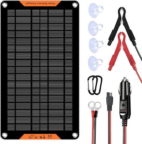 12 Volt 10 Watt Solar Car Battery Charger & Maintainer, Solar Panel Trickle Charger, with Alligator Clip& Cigarette Lighter PlugAdapter for Car, Boat, Automotive, Motorcycle, RV in Saudi Arabia