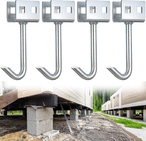 Frienda 4 Pcs Mobile Home Anchors Wet Concrete J Hook Anchors for Use with Tie Down Straps Heavy Duty Concrete Anchor for Securing Mobile Home Foundation in Saudi Arabia