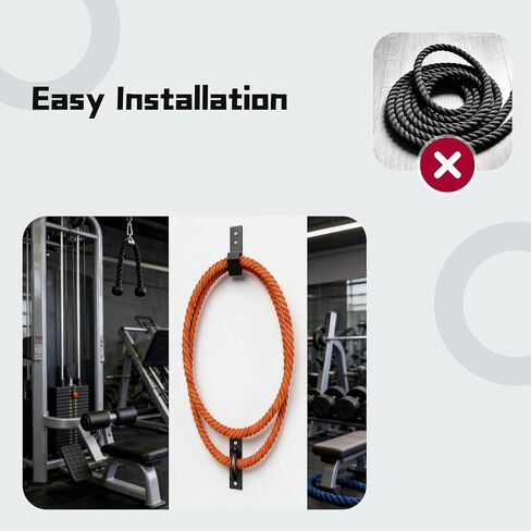 طقم مرساة حائط من حبل المعركة الفولاذي شديد التحمل مع خطاف تخزين، حبل للياقة البدنية يثبت على الحائط من 30 إلى 50 قدمًا من 1 بوصة إلى 2.5 بوصة من حبال المعركة in Kuwait