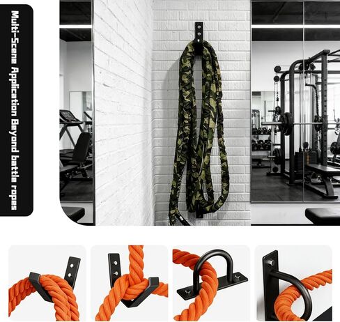 طقم مرساة حائط من حبل المعركة الفولاذي شديد التحمل مع خطاف تخزين، حبل للياقة البدنية يثبت على الحائط من 30 إلى 50 قدمًا من 1 بوصة إلى 2.5 بوصة من حبال المعركة in Kuwait
