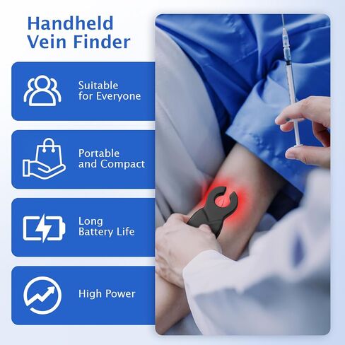 Rechargeable Vein Finder for IV Access, Handle LED Vein Viewer, for All Skin Types & Ages, Fast-Clear Vein Viewer for Nurse Clinics Homes Use in Kuwait