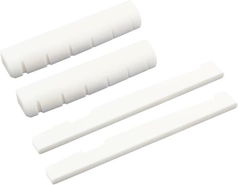 Hordion 4Pcs Bone Guitar Nut and Saddle Kit - 48mm Guitar Nut - 76mm Bone Saddle - Real Bone Acoustic Guitar Parts, Acoustic Guitar Nut, Acoustic Guitar Bridge Saddle for Acoustic Guitar Replacement in Kuwait