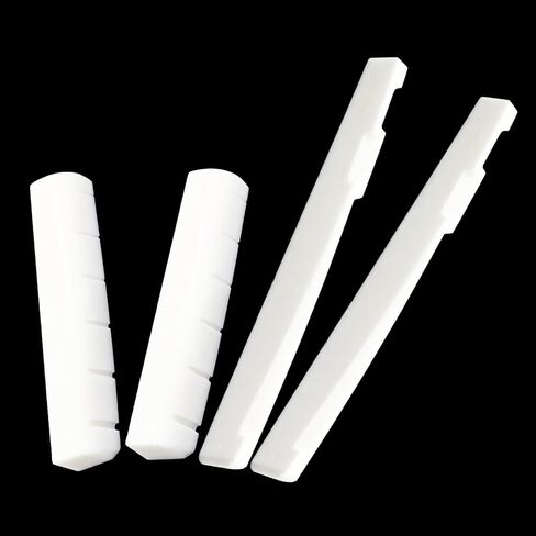 Hordion 4Pcs Bone Guitar Nut and Saddle Kit - 48mm Guitar Nut - 76mm Bone Saddle - Real Bone Acoustic Guitar Parts, Acoustic Guitar Nut, Acoustic Guitar Bridge Saddle for Acoustic Guitar Replacement in Kuwait