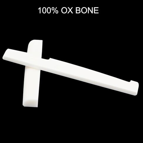 Hordion 4Pcs Bone Guitar Nut and Saddle Kit - 48mm Guitar Nut - 76mm Bone Saddle - Real Bone Acoustic Guitar Parts, Acoustic Guitar Nut, Acoustic Guitar Bridge Saddle for Acoustic Guitar Replacement in Kuwait