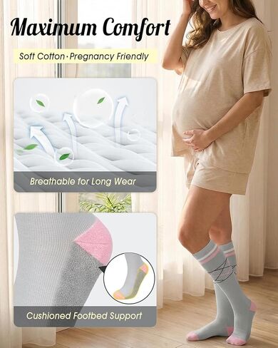 CTHH Cotton Compression Socks for Women Men 20-30mmHg Knee High Support Socks Circulation for Running, Travel, Nurses, Pregnancy (2 Pairs) in Saudi Arabia