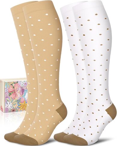 CTHH Cotton Compression Socks for Women Men 20-30mmHg Knee High Support Socks Circulation for Running, Travel, Nurses, Pregnancy (2 Pairs) in Saudi Arabia