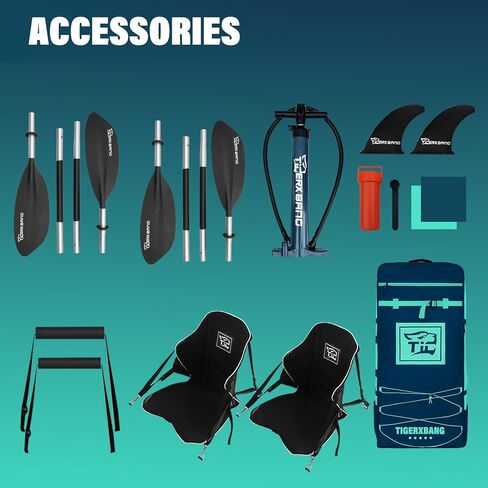 13.8'x37.8''x9.4'' Inflatable 2 Person Kayak, Touring Boat for Adults/Kids, Kayak Set with Removable Seat, Double Paddles, Foot Pedals, Hand Pump and Multifunctional Accessories in Kuwait