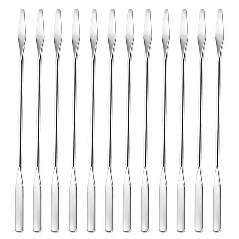 12 Pcs Stainless Steel Lab Spatula Set, Double-Ended Micro Spatulas with Square and Round Ends, Durable Mixing Tool Kit for Laboratory, Resin, Clay, and Cosmetic Use in Kuwait