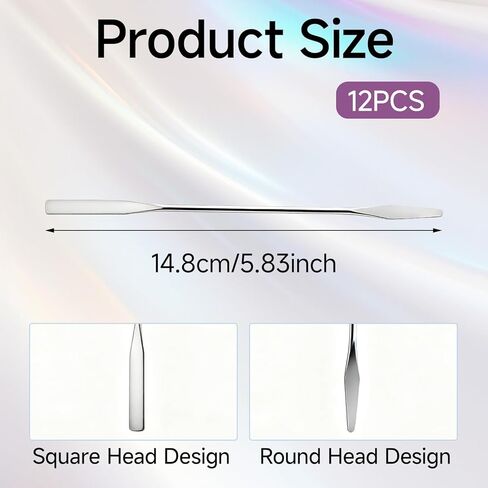 12 Pcs Stainless Steel Lab Spatula Set, Double-Ended Micro Spatulas with Square and Round Ends, Durable Mixing Tool Kit for Laboratory, Resin, Clay, and Cosmetic Use in Kuwait