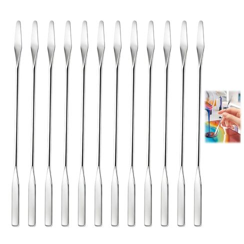 12 Pcs Stainless Steel Lab Spatula Set, Double-Ended Micro Spatulas with Square and Round Ends, Durable Mixing Tool Kit for Laboratory, Resin, Clay, and Cosmetic Use in Kuwait