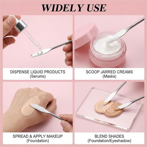 TIESOME 5 Pcs Lab Spatula, Small Stainless Steel Micro Spatula, Double Ended Mini Metal Spatulas with Square and Round Ends, Portable Makeup Mixing Tool for Cosmetics, Wax, Resin, Clay (Silver) in Saudi Arabia