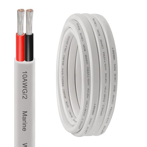 XRDS -RF 10 AWG سلك بحري بطول 10 أقدام، موصل ثنائي (أحمر وأسود) كابل قارب من الدرجة البحرية المزدوجة، سلك كهربائي مجدول من النحاس عالي النقاء للقوارب والمركبات البحرية والسيارات - سترة PVC مرنة in Saudi Arabia