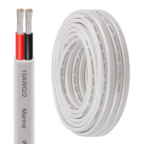 XRDS -RF 10 AWG سلك بحري بطول 10 أقدام، موصل ثنائي (أحمر وأسود) كابل قارب من الدرجة البحرية المزدوجة، سلك كهربائي مجدول من النحاس عالي النقاء للقوارب والمركبات البحرية والسيارات - سترة PVC مرنة in Saudi Arabia