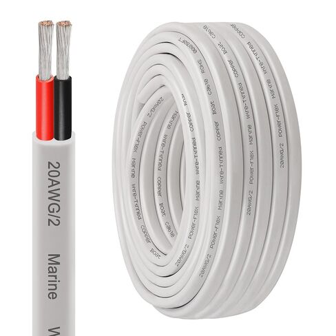 XRDS -RF 10 AWG سلك بحري بطول 10 أقدام، موصل ثنائي (أحمر وأسود) كابل قارب من الدرجة البحرية المزدوجة، سلك كهربائي مجدول من النحاس عالي النقاء للقوارب والمركبات البحرية والسيارات - سترة PVC مرنة in Saudi Arabia