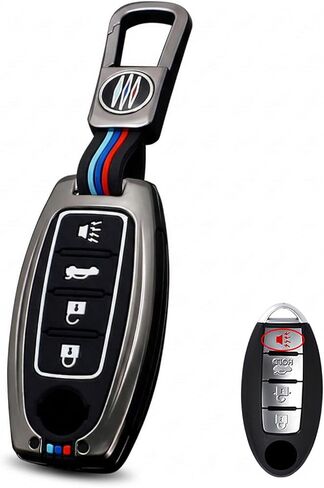 for Nissan Key Fob Cover Case, Metal Shell 5 Buttons Smart Key Holder Protector Compatible for Titan Pathfinder Frontier Rogue Altima Kicks Murano Armada Maxima(NSB5-Gray) in Kuwait