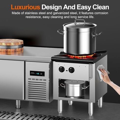 Commercial High Power Gas Stove, 90,000 BTU, Propane and Natural Gas Countertop Cooking Stove Range, with Cabinet, Stainless Steel Hot Plate for Catering, Perfect for Iftar, ETL Certification in Saudi Arabia