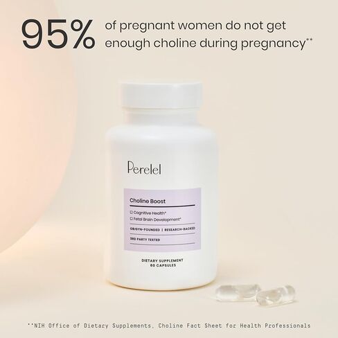 Perelel Women’s Choline Boost, Supports Baby’s Cognitive Function Throughout Pregnancy & Early Childhood, Choline Supplement for Prenatal, Postpartum & Breastfeeding, Gluten Free, Non GMO, 60 Capsules in Saudi Arabia
