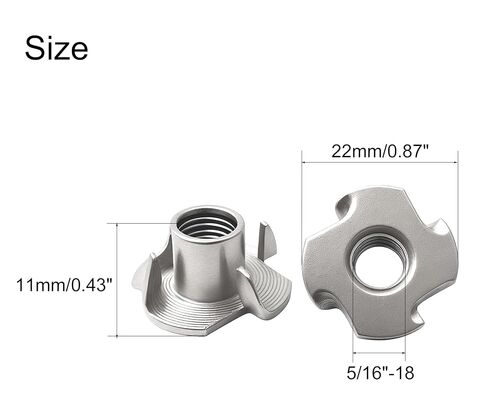 NACX 5/16"-18 T-Nuts, 304 Stainless Steel Tee Nut, 4 Prong Tee Blind Nuts for Wood and Furniture, 12PCS in Saudi Arabia