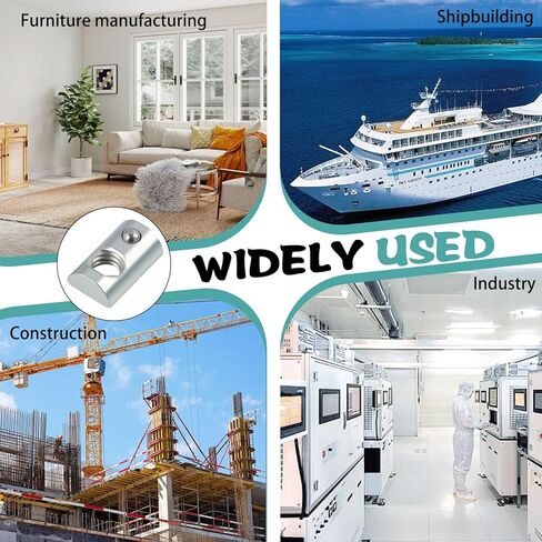 20 Pcs M6 T-Slot Nuts, Zinc Plated Spring Ball Roll-in T-Nuts Heavy Duty T-Track Mounting Hardware for Furniture Assembly Industrial Machinery, Automotive Repair and Workshop Applications in Saudi Arabia