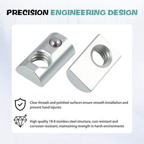 20 Pcs M6 T-Slot Nuts, Zinc Plated Spring Ball Roll-in T-Nuts Heavy Duty T-Track Mounting Hardware for Furniture Assembly Industrial Machinery, Automotive Repair and Workshop Applications in Saudi Arabia