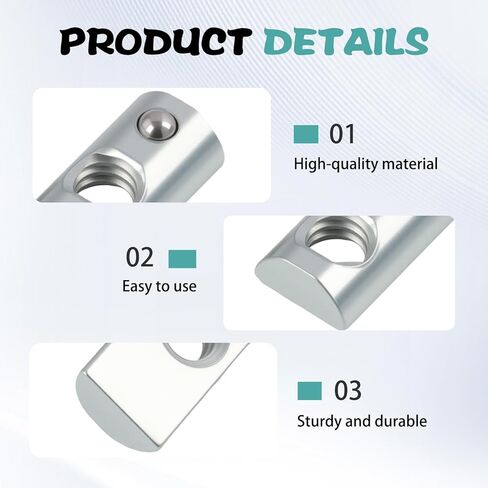 20 Pcs M6 T-Slot Nuts, Zinc Plated Spring Ball Roll-in T-Nuts Heavy Duty T-Track Mounting Hardware for Furniture Assembly Industrial Machinery, Automotive Repair and Workshop Applications in Saudi Arabia