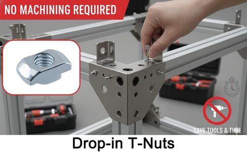 KUMGROT 5/16"-18 Drop-in T-Nuts, 30Pcs Carbon Steel Hammer Head Nuts for Aluminum Extrusions, Slide-in T Slot Nuts for 4040/4080 Series Rail, 3D Printer CNC Workbench Framing in Saudi Arabia