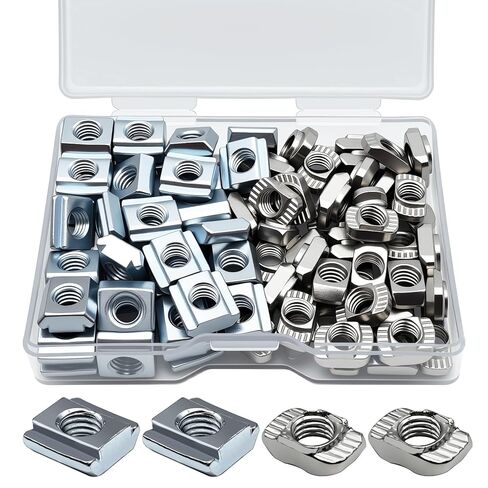 100 Pcs 2020 Series M5 Carbon Steel Sliding & Drop-in T-Nuts, 50 Pcs Metric M5 Thread Slide-in T-Nut + 50 Pcs M5 Hammer Head Drop-in T Nut for Standard 6mm T-Slot Aluminum Extrusion Profile in Saudi Arabia