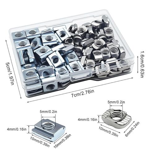 100 Pcs 2020 Series M5 Carbon Steel Sliding & Drop-in T-Nuts, 50 Pcs Metric M5 Thread Slide-in T-Nut + 50 Pcs M5 Hammer Head Drop-in T Nut for Standard 6mm T-Slot Aluminum Extrusion Profile in Saudi Arabia
