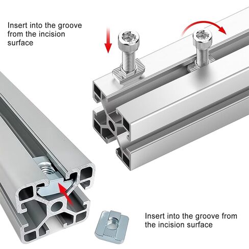 100 Pcs 2020 Series M5 Carbon Steel Sliding & Drop-in T-Nuts, 50 Pcs Metric M5 Thread Slide-in T-Nut + 50 Pcs M5 Hammer Head Drop-in T Nut for Standard 6mm T-Slot Aluminum Extrusion Profile in Saudi Arabia