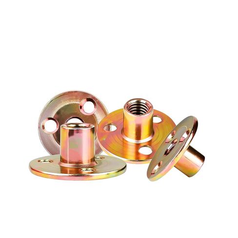 1/4-20 Round Base Plate Nut Zinc Plated Carbon Steel 3-Hole T-Nuts Flange Insert Female Thread Furniture Hardware Accessories 12pcs HS/LM-16 in Saudi Arabia