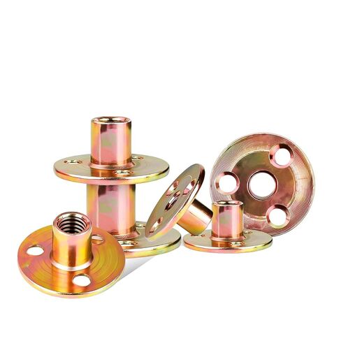 1/4-20 Round Base Plate Nut Zinc Plated Carbon Steel 3-Hole T-Nuts Flange Insert Female Thread Furniture Hardware Accessories 12pcs HS/LM-16 in Saudi Arabia