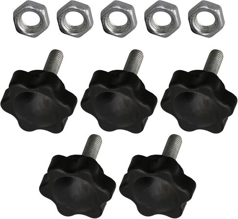 Yibuy 5 قطع مقابض على شكل سداسي M5x16mm أسود لتركيب حامل الموسيقى البلاستيك والمعدن in Saudi Arabia