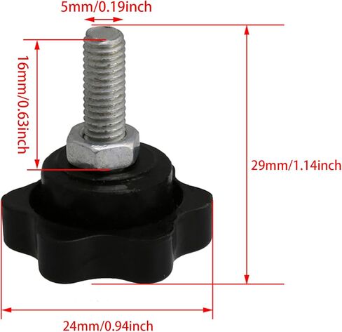 Yibuy 5 قطع مقابض على شكل سداسي M5x16mm أسود لتركيب حامل الموسيقى البلاستيك والمعدن in Saudi Arabia