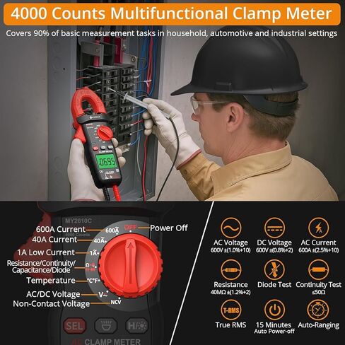 Neoteck المشبك متر 4000 التهم أمبير متر لTRMS AC الحالي AC / DC الجهد 600A السيارات المدى الرقمي المتعدد مع السعة استمرارية المقاومة NCV اختبار الصمام الثنائي لخزانة السيارة الكهربائية in Kuwait