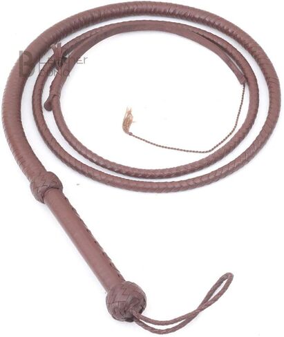 Indiana Jones Style Dark Brown Leather Bullwhip 8 Strands Real Cowhide Leather Bull Whip 4ft, 6ft, 8ft, 10ft & 12 ft Whips for Equestrian in Kuwait