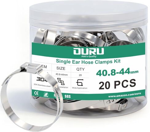 332 PCS Single Ear Hose Clamps, 15 Sizes 5.3-36.1mm Crimp Hose Clamps with Ear Clamps Pincer, 304 Stainless Steel Cinch Rings Assortment Kit for Automotive, Pipe, Plumbing in Kuwait