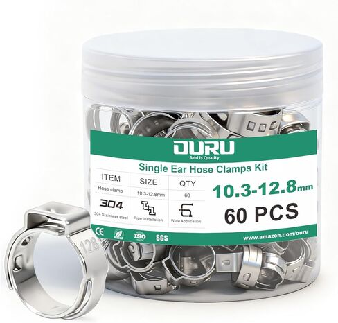332 PCS Single Ear Hose Clamps, 15 Sizes 5.3-36.1mm Crimp Hose Clamps with Ear Clamps Pincer, 304 Stainless Steel Cinch Rings Assortment Kit for Automotive, Pipe, Plumbing in Saudi Arabia